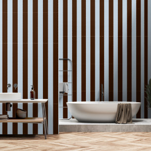 Dusty Blue & Espresso Brown Wide 4 Inch Stripe Wallpaper