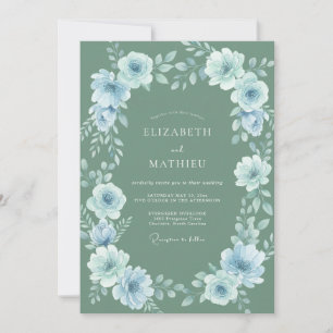 Dusty Blue Ethereal Flourish Wedding Invitation