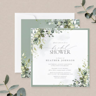 Dusty Blue Eucalyptus Botanical Bridal Shower Invitation