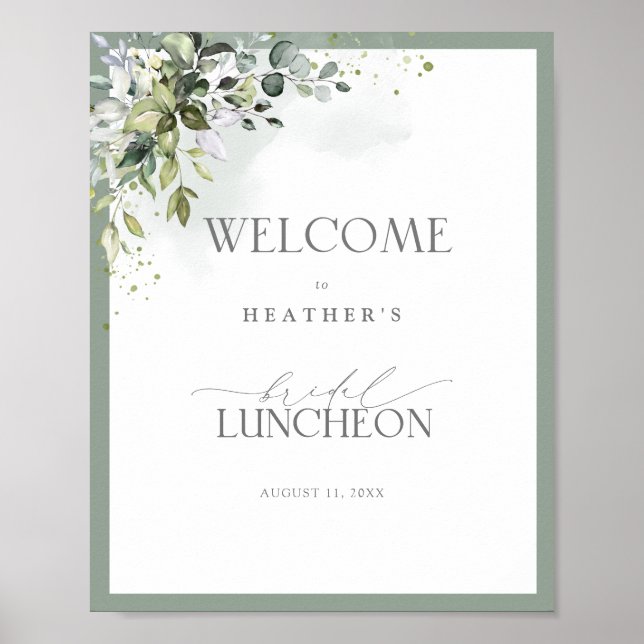 Dusty Blue Eucalyptus Botanical Luncheon Welcome Poster (Front)