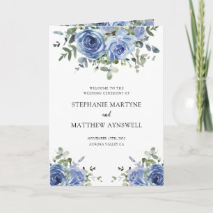 Dusty Blue Eucalyptus Botanical Wedding Program