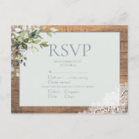 Dusty Blue Eucalyptus Botanical Wood Lace RSVP