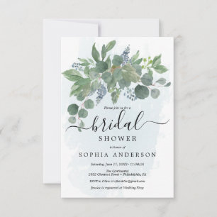 Dusty Blue Eucalyptus Bridal Shower Invitations