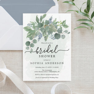 Dusty Blue Eucalyptus Bridal Shower Invitations