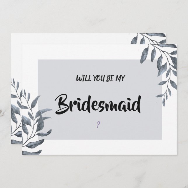 Dusty Blue Eucalyptus    Bridesmaid Invitation (Front/Back)
