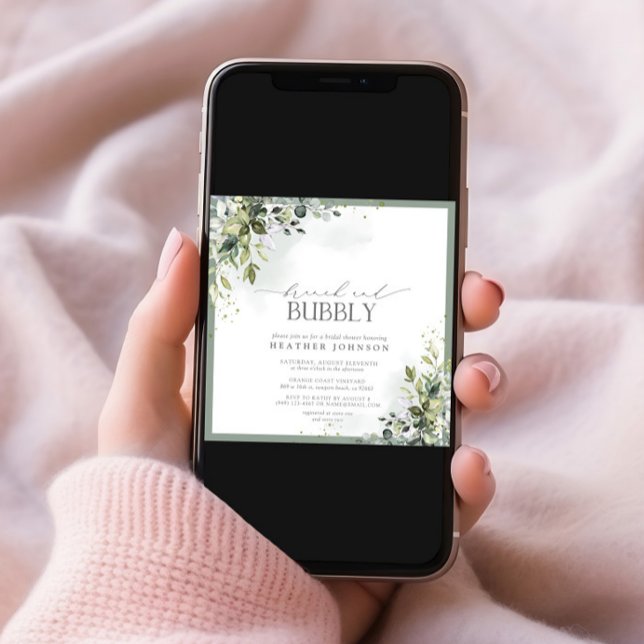 Dusty Blue Eucalyptus Brunch & Bubbly Shower Invitation (Creator Uploaded)