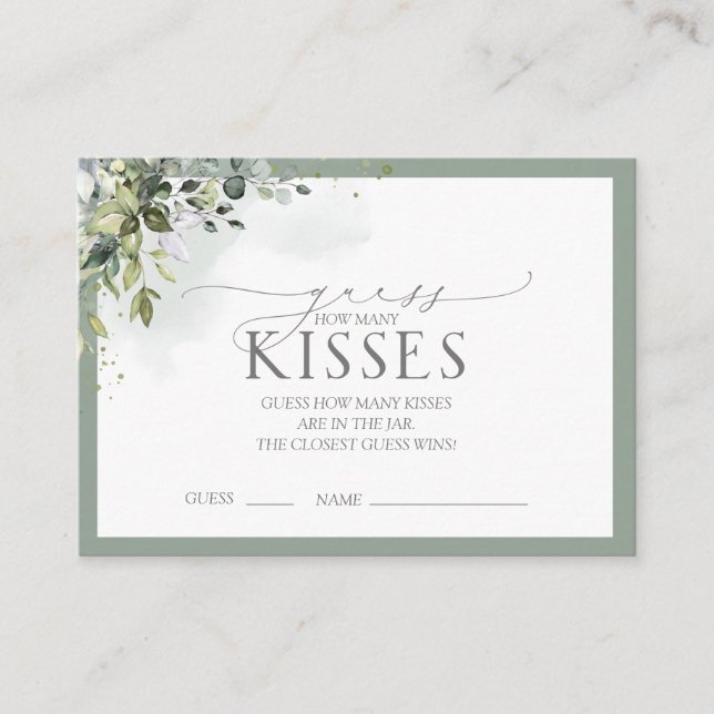 Dusty Blue Eucalyptus Floral Bridal Shower Game Enclosure Card (Front)