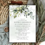 Dusty Blue Eucalyptus Greenery Boho Bridal Shower Invitation<br><div class="desc">Design features a bouquet of watercolor greenery,  eucalyptus and a succulent over a dusty blue watercolor splash. Design also features specks of painted (printed) gold and green. View the collection link on this page to see all of the matching items in this beautiful design.</div>