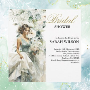 Dusty Blue Eucalyptus Greenery Bridal Shower Invitation