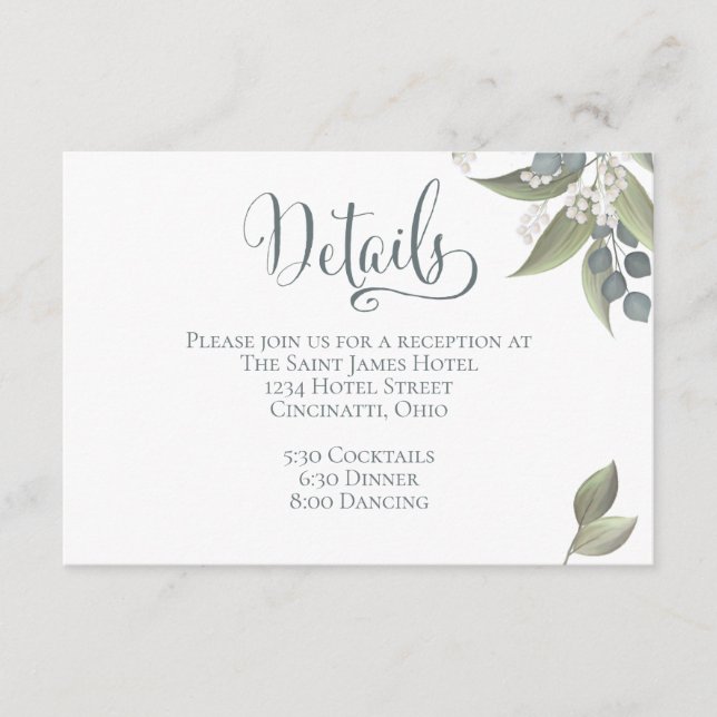 Dusty Blue Eucalyptus Greenery Foliage Details Enc Enclosure Card (Front)
