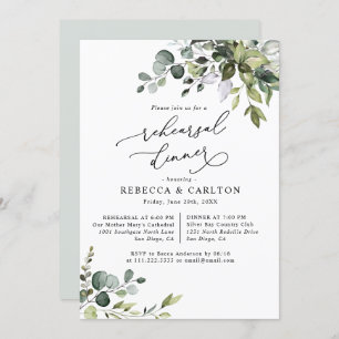 Dusty Blue Eucalyptus Greenery Rehearsal Dinner Invitation