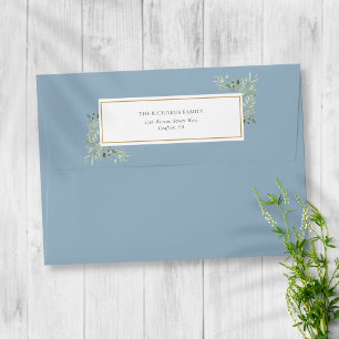 Dusty Blue Eucalyptus Greenery Return Address Envelope