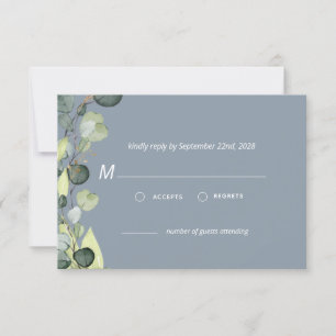 Dusty Blue Eucalyptus Greenery RSVP Simple Invitation
