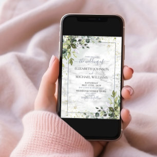 Dusty Blue Eucalyptus Greenery Succulent Photo Invitation