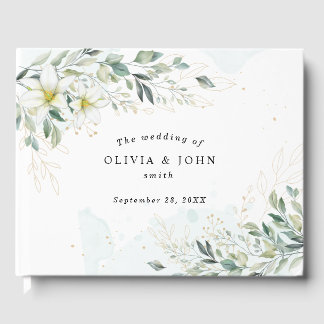 Dusty Blue Eucalyptus Greenery Succulent Wedding Guest Book