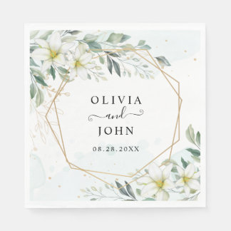 Dusty Blue Eucalyptus Greenery Succulent Wedding Napkin