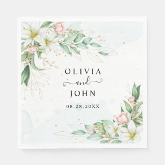 Dusty Blue Eucalyptus Greenery Succulent Wedding Napkin