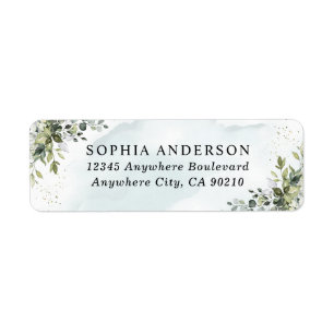 Dusty Blue Eucalyptus Greenery Succulent Wedding Return Address Label