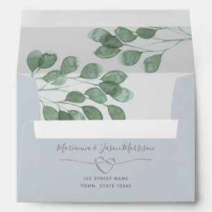 Dusty Blue Eucalyptus Greenery Wedding Envelope