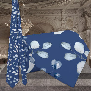 Dusty Blue Eucalyptus Greenery Wedding Light Navy Tie