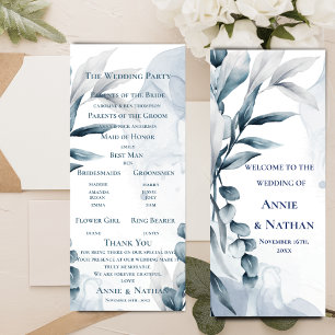 Dusty Blue Eucalyptus Leaves Wedding Program
