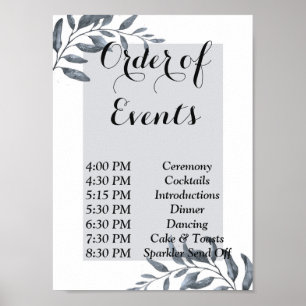 Dusty Blue Eucalyptus Order of Events Poster
