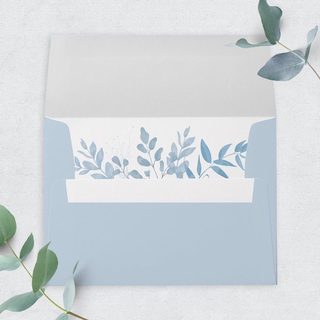 Dusty Blue Eucalyptus Wedding Address Envelope (Creator Uploaded)