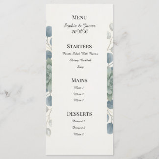 Dusty Blue Eucalyptus Wedding Menu