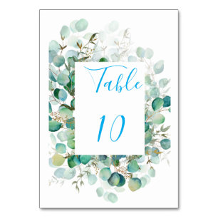 Dusty Blue Eucalyptus Wedding Table Numbers