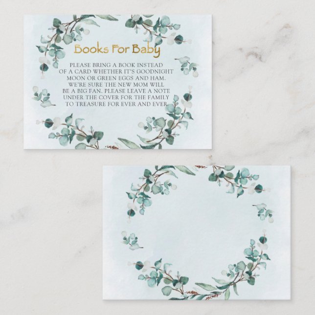 Dusty Blue Eucalyptus Wreath Boy Baby Shower Business Card (Front/Back)