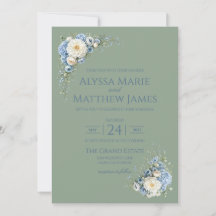 Dusty Blue European Garden Invitation