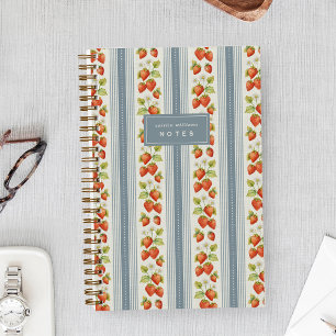 Dusty Blue Farmers Market Strawberry Personalised Notebook