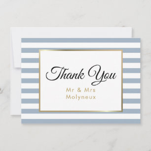Dusty Blue Faux Gold Foil Wedding Thank You