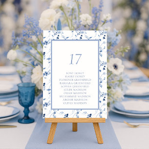 Dusty Blue Fine Art Floral Table Seating Card