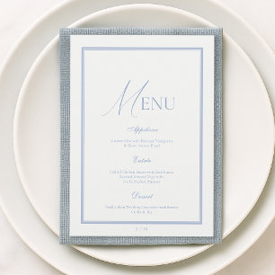 Dusty Blue Fine Art Floral Wedding Menu Card