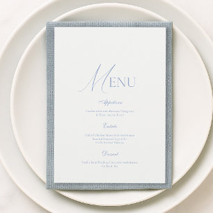 Dusty Blue Fine Art Floral Wedding Menu Card
