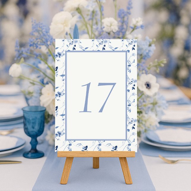 Dusty Blue Fine Art Floral Wedding Table Number  (Creator Uploaded)
