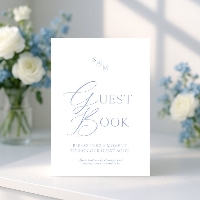 Dusty Blue Fine Art Guest Book Sign  Invitation (Creator Uploaded)
