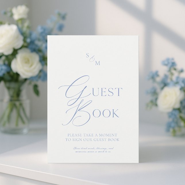 Dusty Blue Fine Art Guest Book Sign  Invitation (Creator Uploaded)