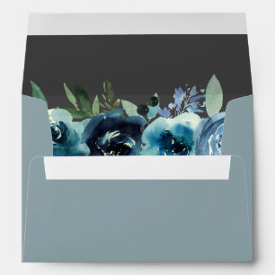 Dusty Blue Floral 2- Blue & Gray Envelope