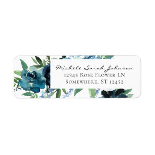 Dusty Blue Floral 2 Return Address Label