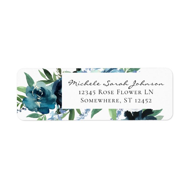 Dusty Blue Floral 2 Return Address Label (Front)