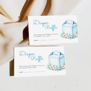 Dusty Blue Floral Baby Shower Diaper Raffle Ticket Enclosure Card