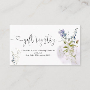Dusty Blue Floral Baby Shower Gift Registry  Business Card