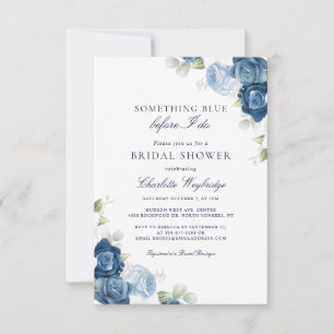 Dusty Blue Floral Before I Do Script Bridal Shower Invitation