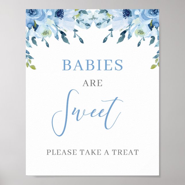 Dusty Blue Floral Boho Babies are Sweet sign (Front)