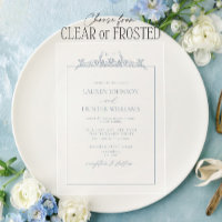 Dusty Blue Floral Border Monogram Wedding