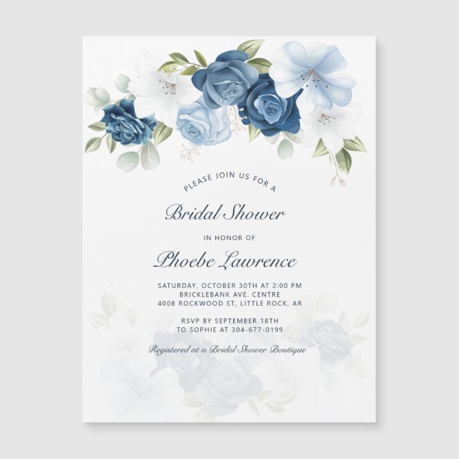 Dusty Blue Floral Botanical Bridal Shower (Front)