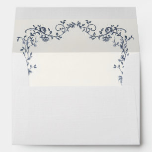 Dusty Blue Floral Botanical Wedding Envelope Liner
