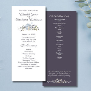Dusty Blue Floral Botanical Wedding Program